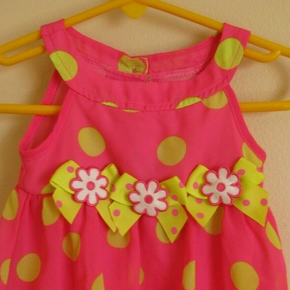 Good Lad Pink lime Polka Dot Baby dress 9 Months - Picture 6 of 6